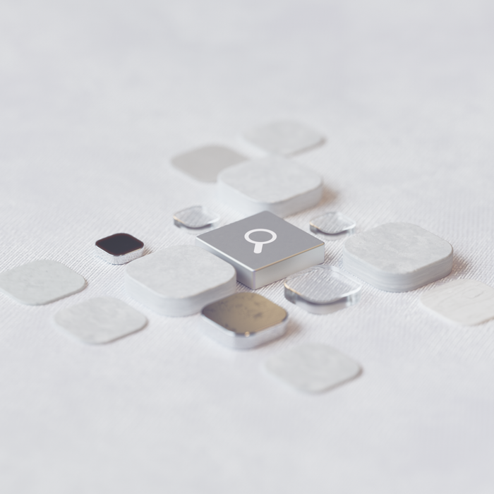 Geometric abstract representation of AI technology with digital elements.